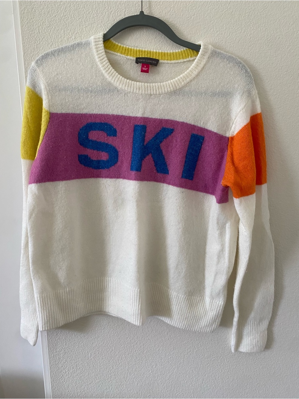 Vince Camuto White 'SKI' Colorblock Pullover Sweater